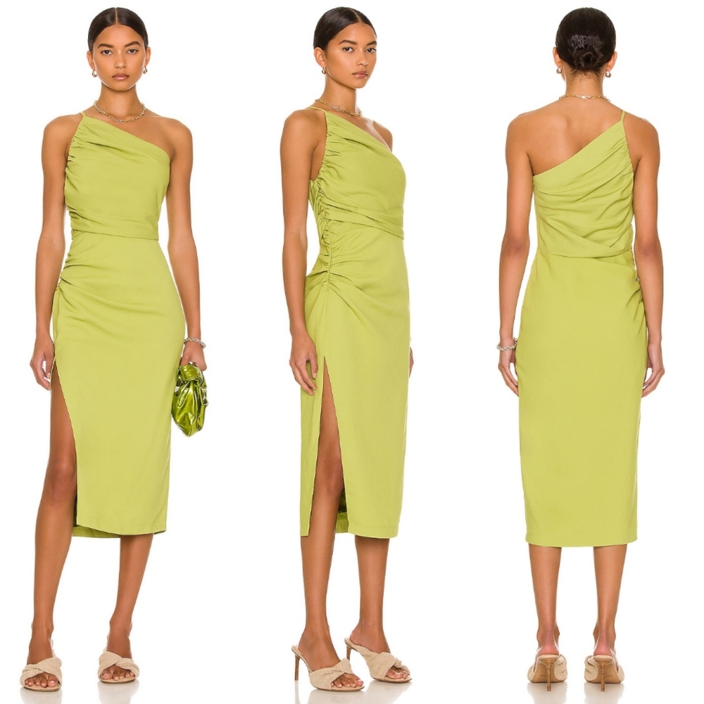 The Sei Asymmetric Gathered Dress In Green